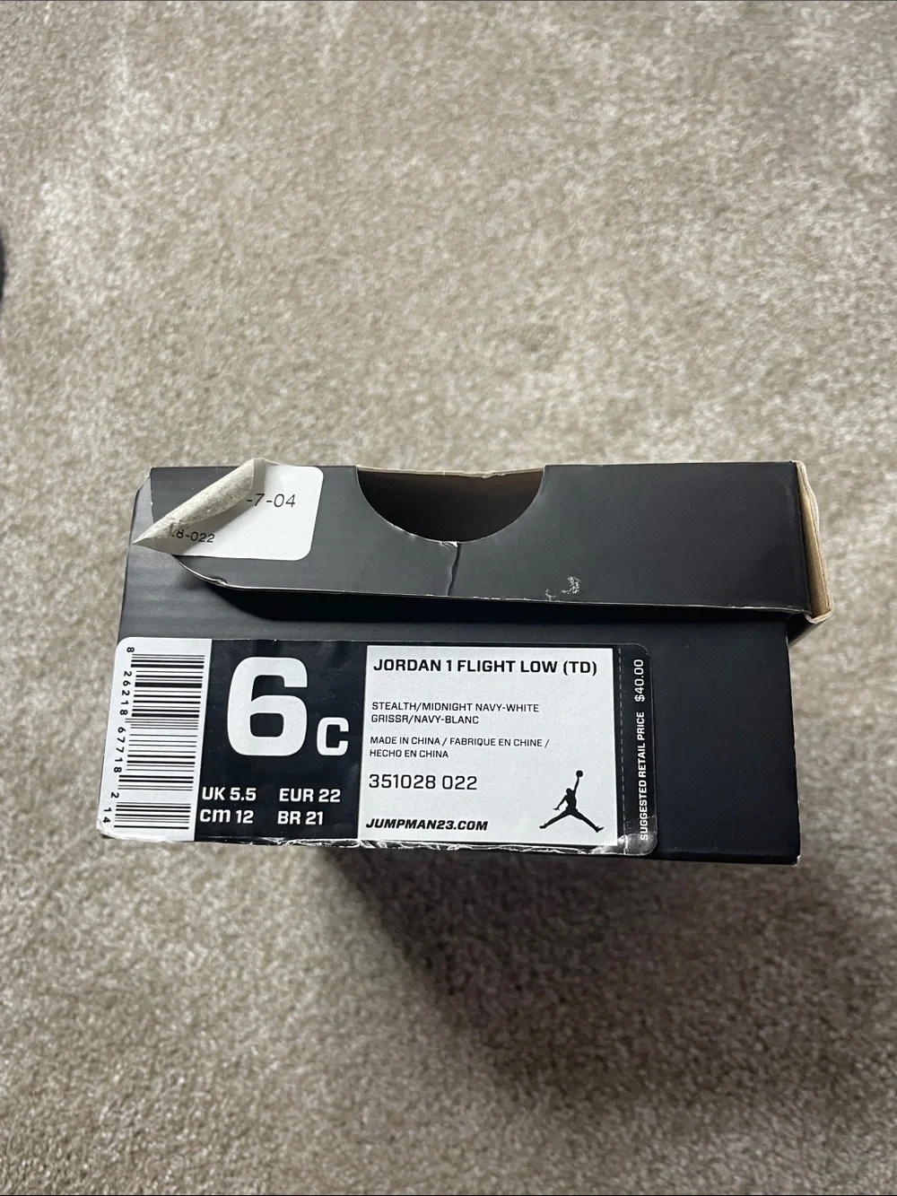 Nike Jordan 1 Flight Low Toddler Box - Black/White/Navy - Picture 3 of 4